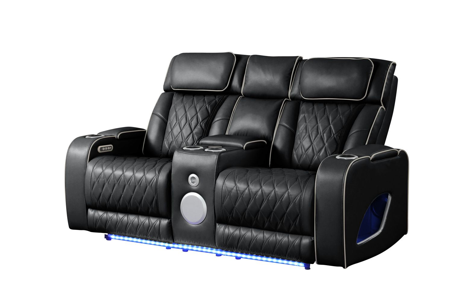 Fortuner Modern Style Upholstery Recliner Loveseat Made with Wood & Massage Function Included-Black New Era Fashion LLc
