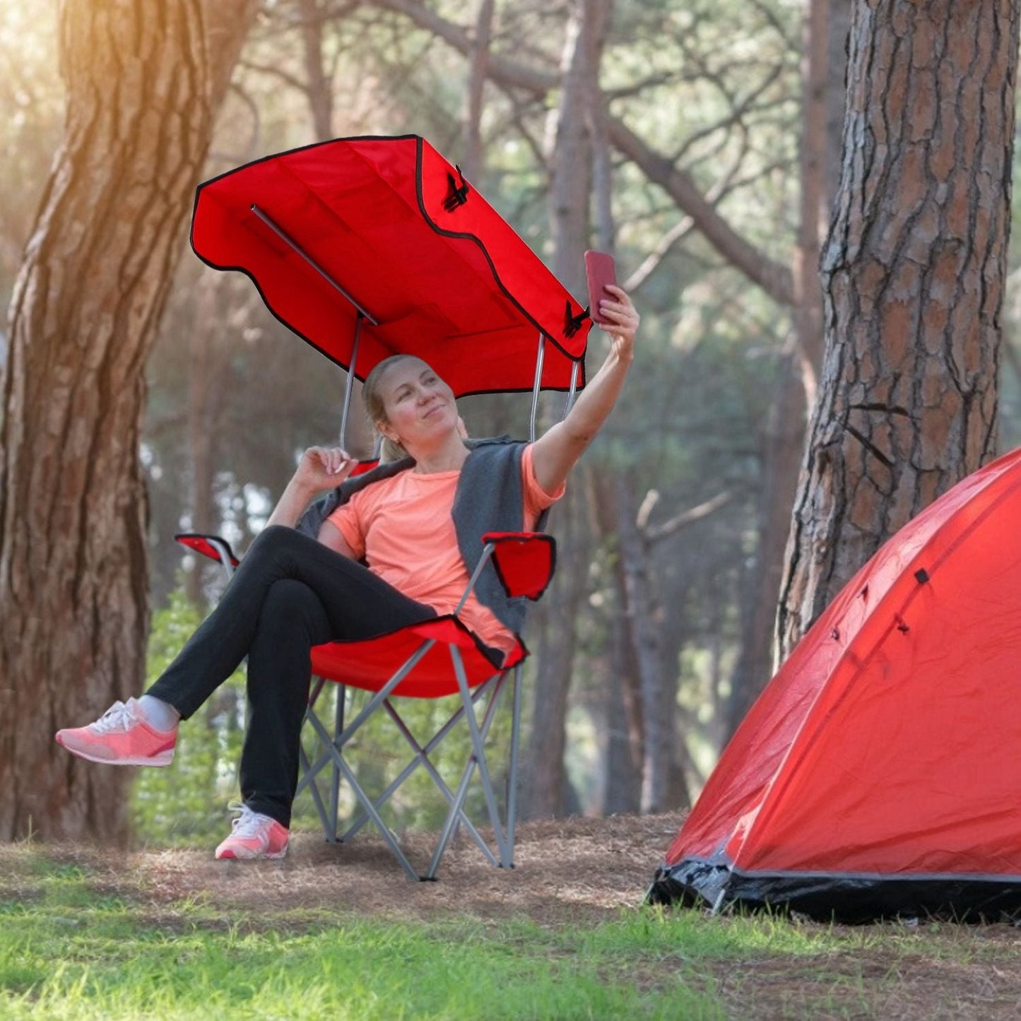 Foldable Beach Canopy Chair Sun Protection Camping Lawn Canopy Chair 330LBS Load Folding Seat New Era Fashion LLc