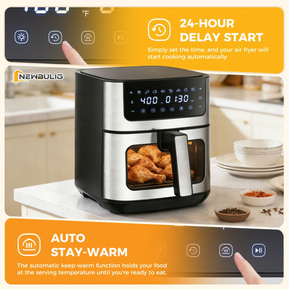 6.34QT Multi-Function Air Fryer with Ceramic Coating Suitable for Roast, Bake, Broil, Dehydrate, Reheat & Keep Warm, Digital Temperature (90°F-450°F), Easy-Clean Cooker for, -Type Plug ( Plug) New Era Fashion LLc