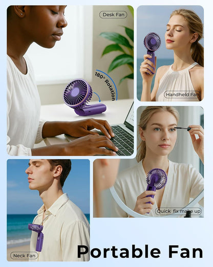 Portable Handheld Fan, Portable Fan Rechargeable, 4000mAh, 180° Adjustable, 6 Speed Wind, Display Electricity in Real Time, USB Rechargeable Foldable F an, Quiet Personal Fan as Power Bank New Era Fashion LLc