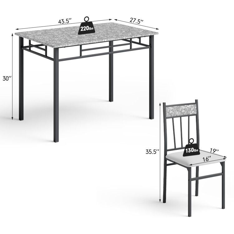 5 Pieces Faux Marble Dining Set Table New Era Fashion LLc