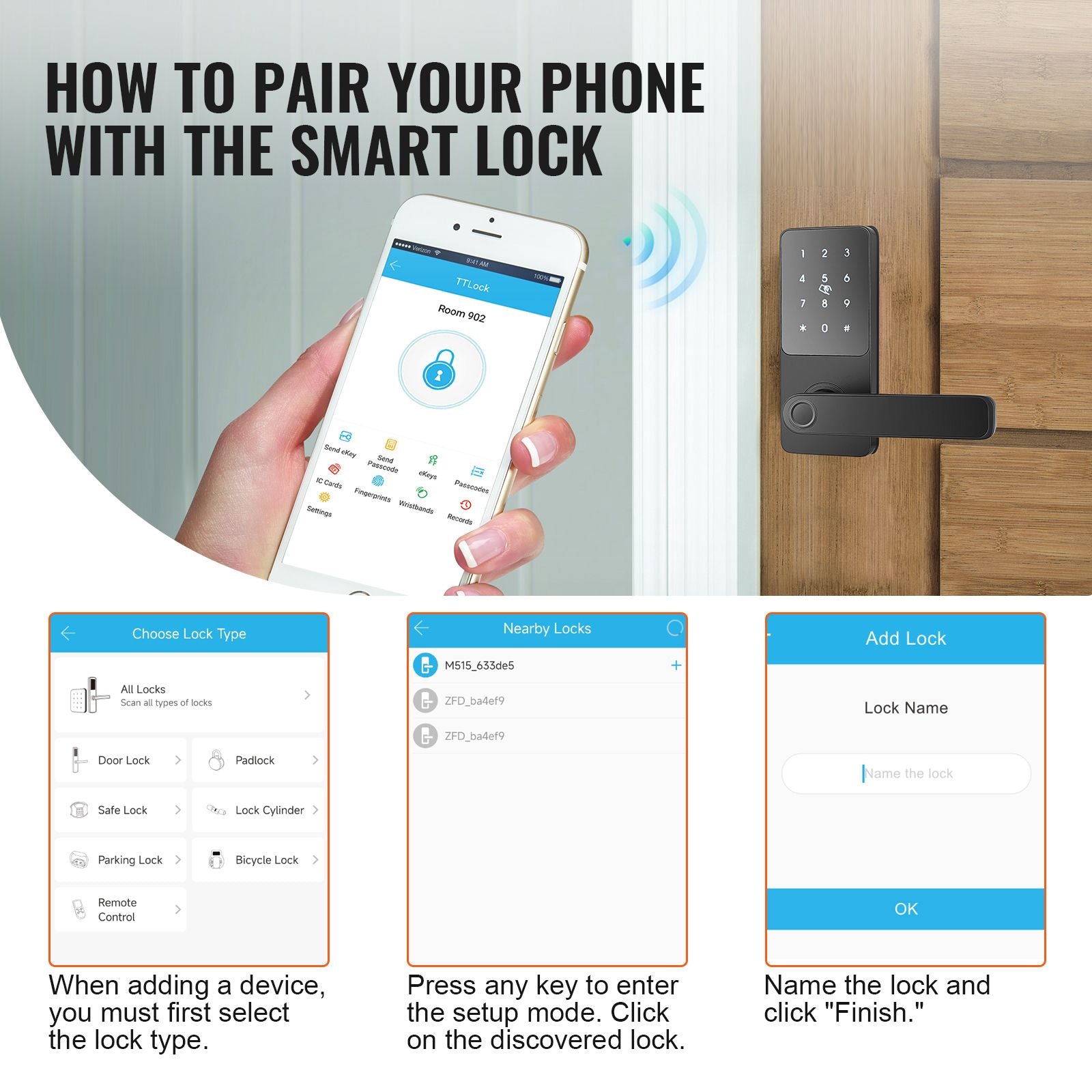Smart Lock, 5-in-1 Smart Door Knob, Fingerprint Deadbolt with App Control, Bluetooth Smart Lock, Keyless Entry Door Lock with Handle, Biometric Door Lock, Keypad Digital Door Lock for Front Door New Era Fashion LLc