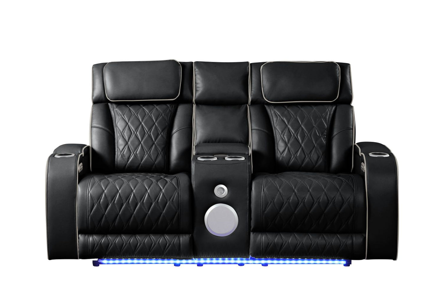 Fortuner Modern Style Upholstery Recliner Loveseat Made with Wood & Massage Function Included-Black New Era Fashion LLc