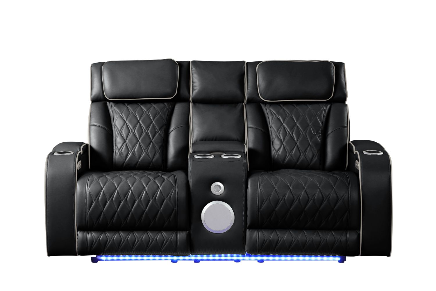 Fortuner Modern Style Upholstery Recliner Loveseat Made with Wood & Massage Function Included-Black New Era Fashion LLc