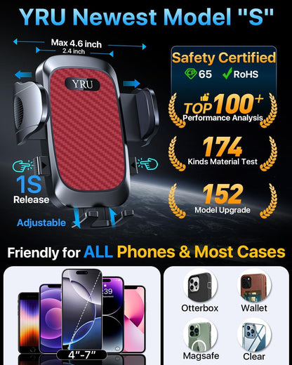 2026 Ultimate Car Phone Holder Mount Bendable & Adjustable Aluminum Arm Cell Phone Holder for Car Dashboard Windshield Phone Stand for iPhone 17 16 15 14 Pro Max Samsung Pickup Truck New Era Fashion LLc