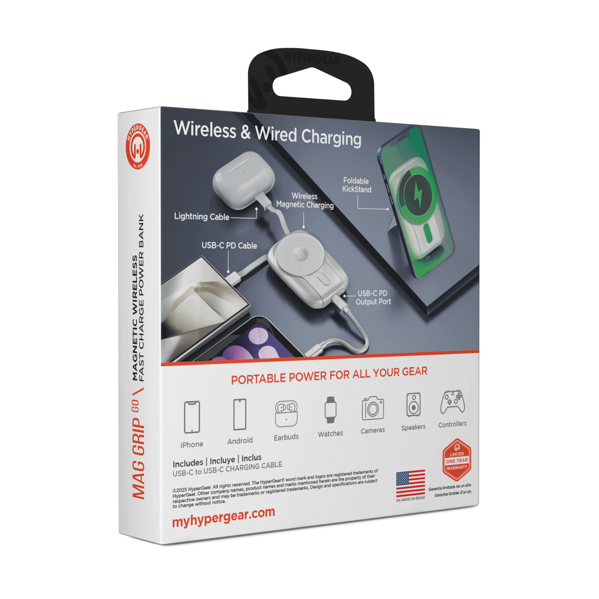 HyperGear Mag Grip Go 5000mAh Wireless Power Bank New Era Fashion LLc