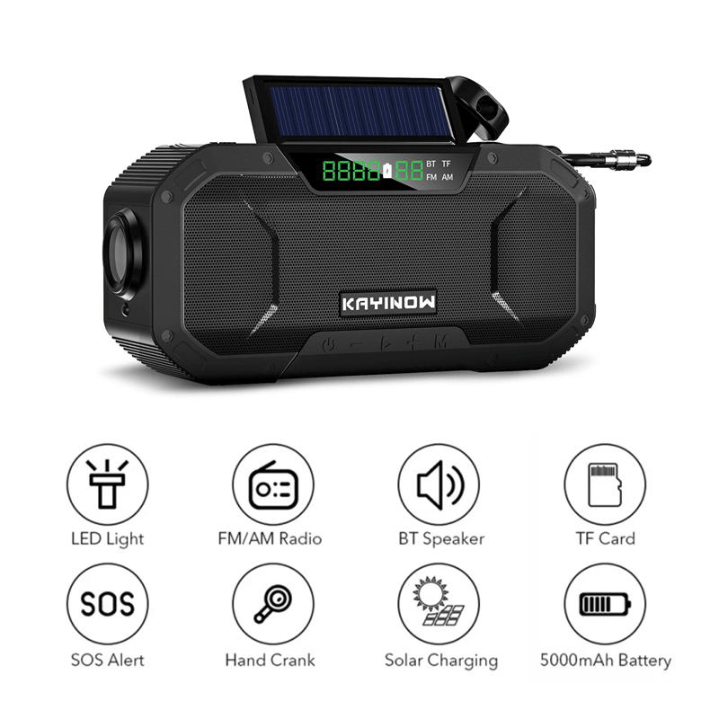 Solar Radio Hand Crank Emergency Flashlight Reading Light AM FM NOAA Phone Charger SOS Alarming Outdoor Survival Power Bank New Era Fashion LLc