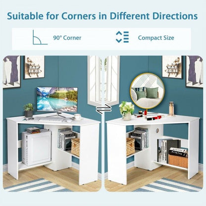 Corner Computer Desk Triangle Writing Workstation with Storage Shelf New Era Fashion LLc