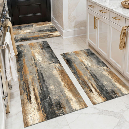 Three-piece kitchen rug set, non-slip and washable, abstract pattern kitchen hallway rug, soft and comfortable, suitable for sinks, floors, entrances, hallways and bathrooms. New Era Fashion LLc