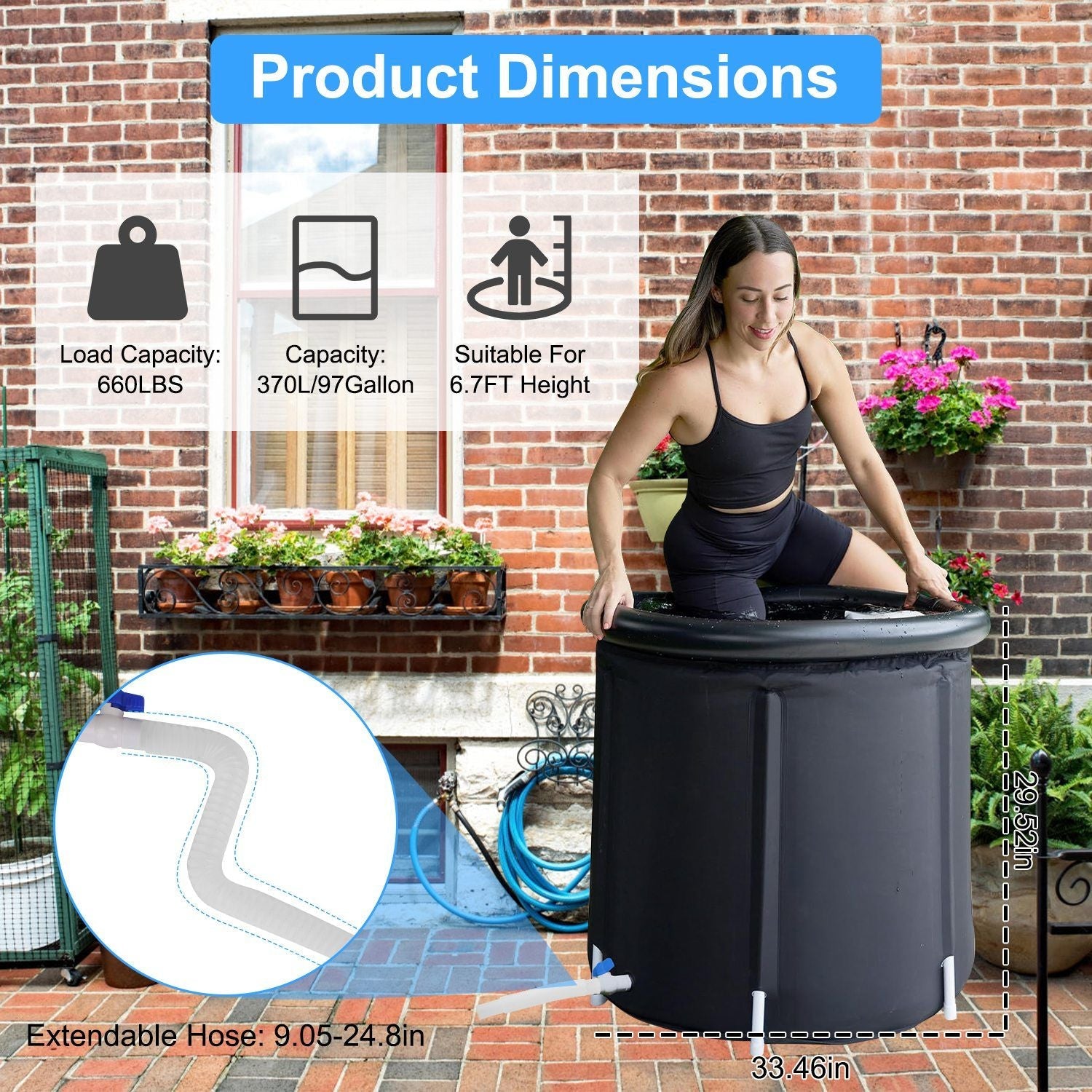 Portable Ice Bath Tub 97Gallon (370L), Portable Insulated Ice Bath Tub for Athletes Recovery, Easy Setup Ice Bathtub for Home Gym CampingCold Plunge Therapy Tub with 5-Layers Insulation, Large Ice Bat New Era Fashion LLc