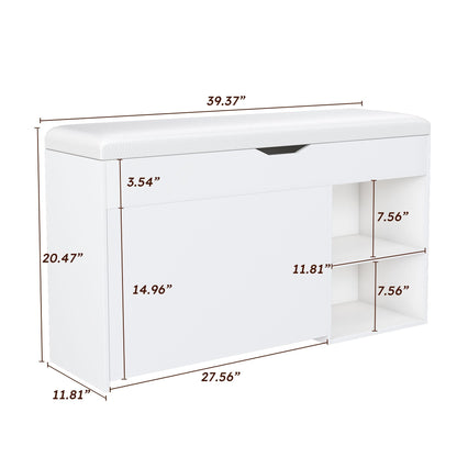 Entryway Bench with Shoe Storage,Adjustable 3-Tier Flip-Up Drawers & Hidden Cabinet,Space-Saving Shoe Organizer,Triple Storage and Modern Design,for Hallway and Living Room New Era Fashion LLc