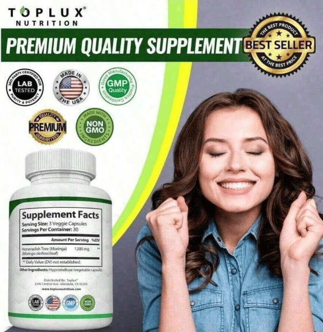 Moringa Capsules 1200mg - Pure Moringa Powder For Immune, Gut Health 90 Capsules New Era Fashion LLc