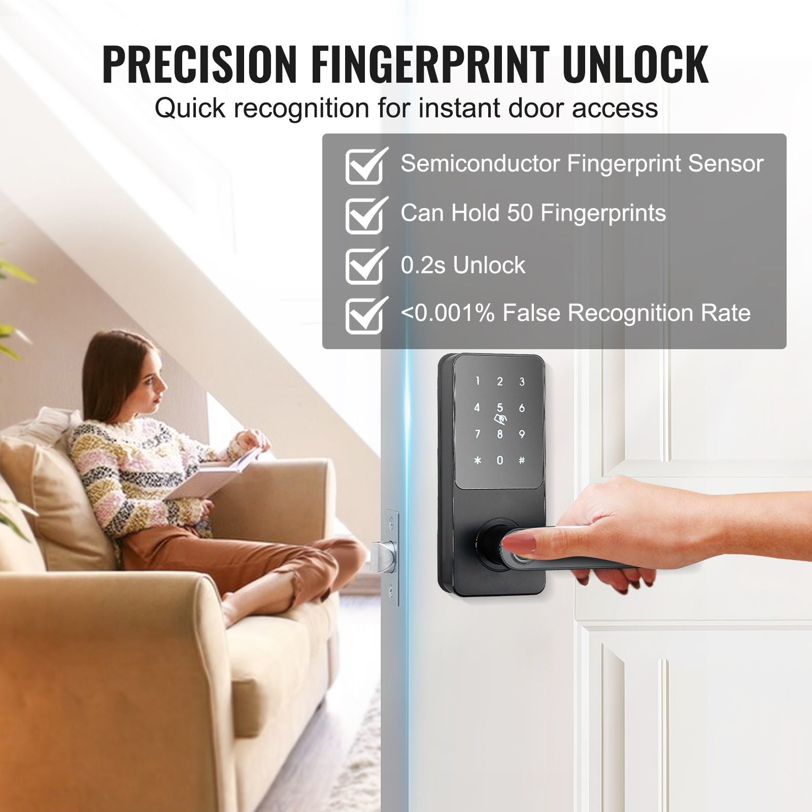 Smart Lock, 5-in-1 Smart Door Knob, Fingerprint Deadbolt with App Control, Bluetooth Smart Lock, Keyless Entry Door Lock with Handle, Biometric Door Lock, Keypad Digital Door Lock for Front Door New Era Fashion LLc
