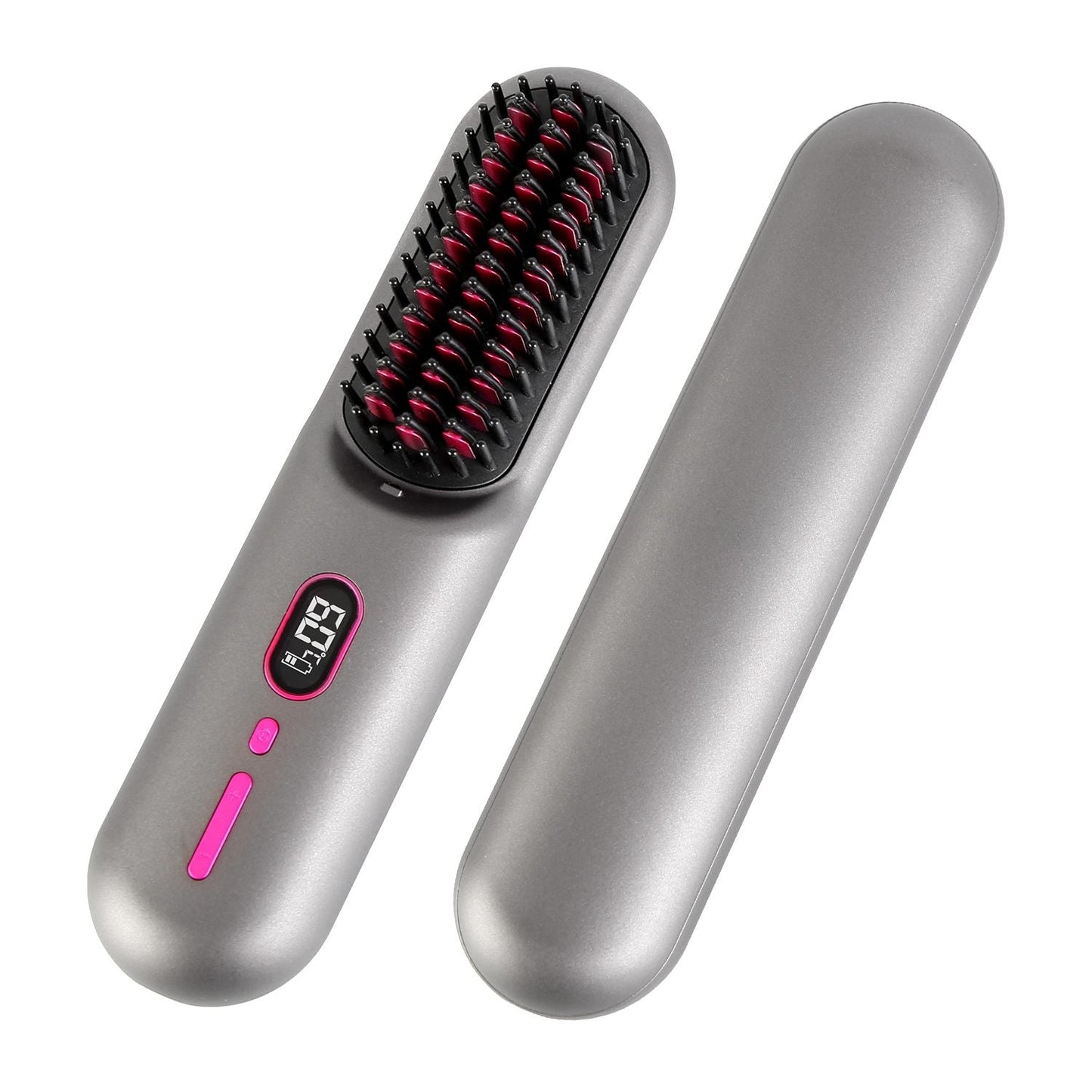 Cordless Negative Ion Hair Straightener Brush Rechargeable Mini Styling Comb with 12 Heating Levels Anti-scald 30S Preheating 30Mins Auto Sleep LCD Display New Era Fashion LLc