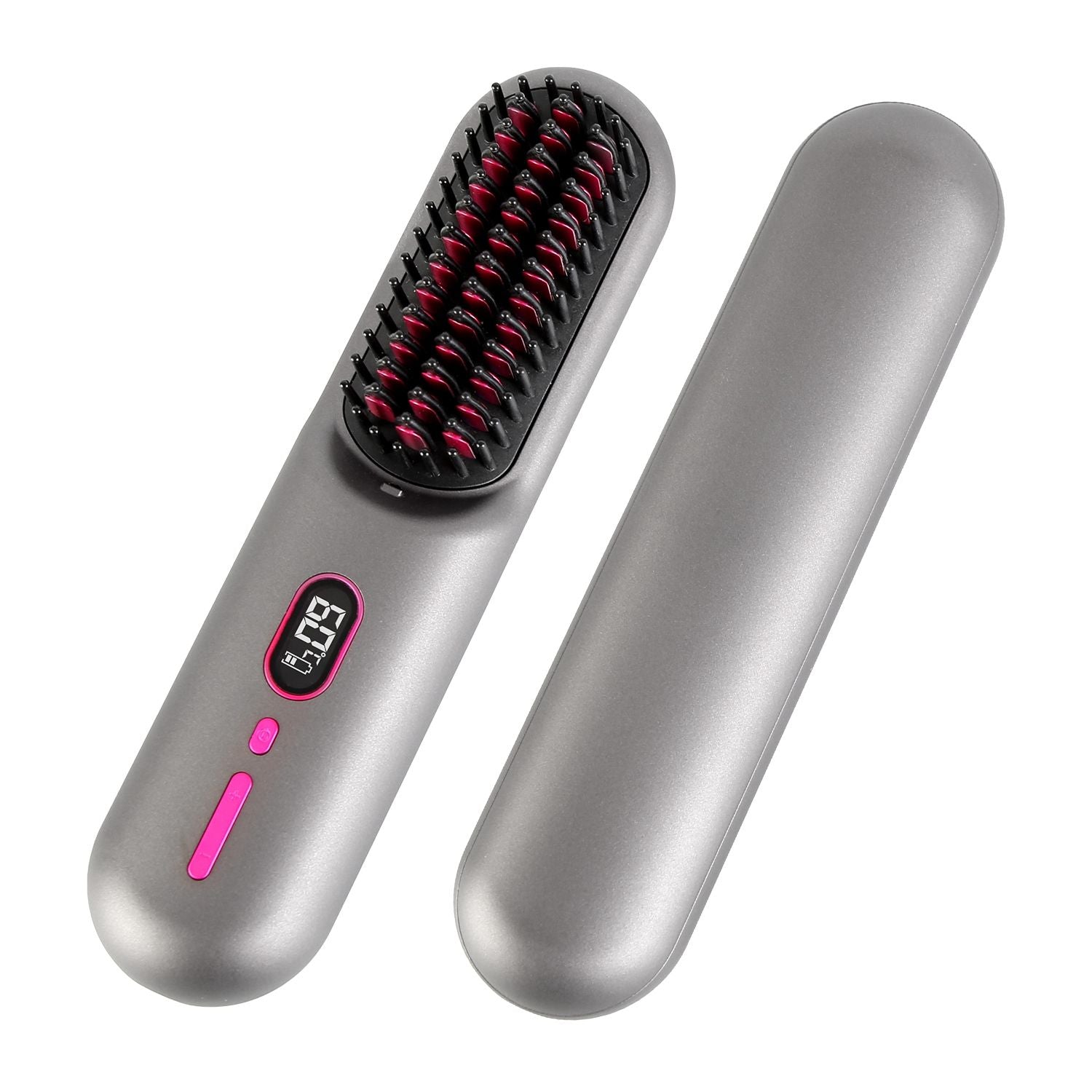 Cordless Negative Ion Hair Straightener Brush Rechargeable Mini Styling Comb with 12 Heating Levels Anti-scald 30S Preheating 30Mins Auto Sleep LCD Display New Era Fashion LLc