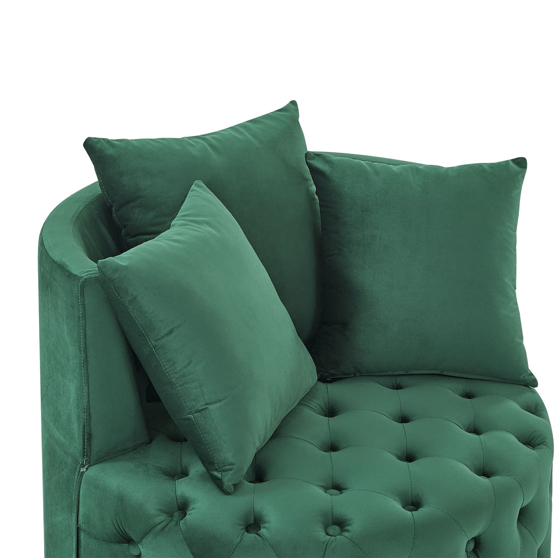Velvet Upholstered Swivel Chair for Living Room, with Button Tufted Design and Movable Wheels, Including 3 Pillows New Era Fashion LLc