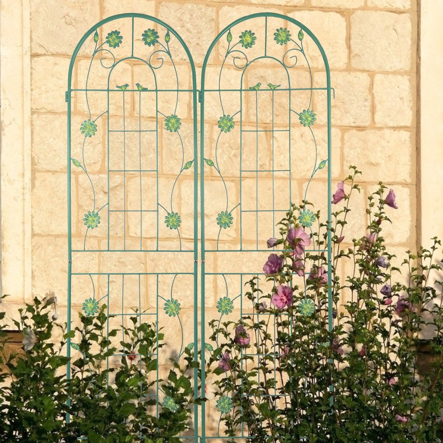2 Pack 71" x 19.7" Metal Garden Trellis Rustproof Trellis for Climbing Plants Outdoor Flower Support Wrought Iron Ivy Vine Cucumbers Decorative(Green) New Era Fashion LLc