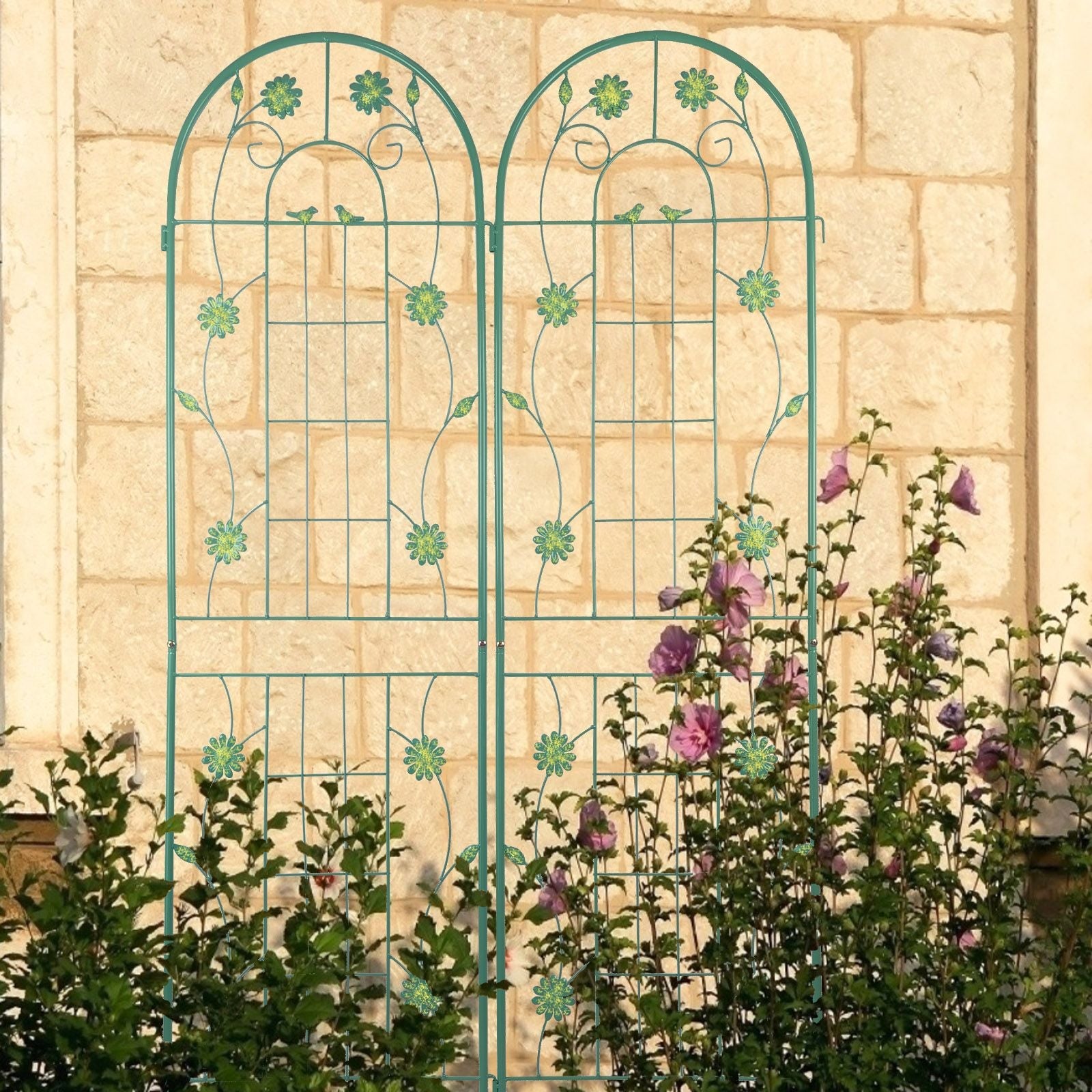 2 Pack 71" x 19.7" Metal Garden Trellis Rustproof Trellis for Climbing Plants Outdoor Flower Support Wrought Iron Ivy Vine Cucumbers Decorative(Green) New Era Fashion LLc
