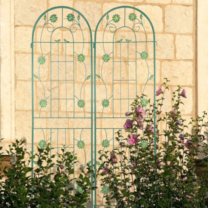 2 Pack 71" x 19.7" Metal Garden Trellis Rustproof Trellis for Climbing Plants Outdoor Flower Support Wrought Iron Ivy Vine Cucumbers Decorative(Green) New Era Fashion LLc