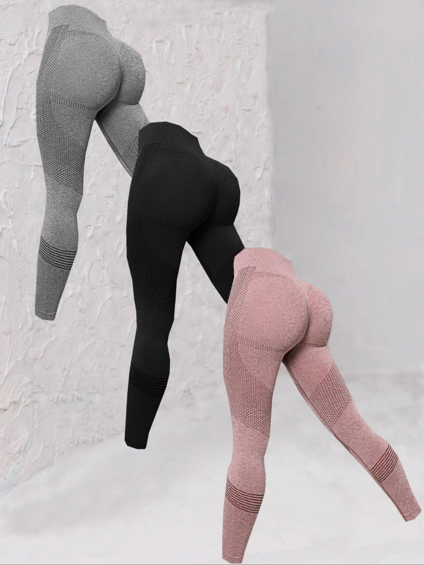 3pcs Seamless Striped Yoga Leggings For Women, High Stretch Slim Fitted Workout Gym Sports Pants, Women's Activewear New Era Fashion LLc