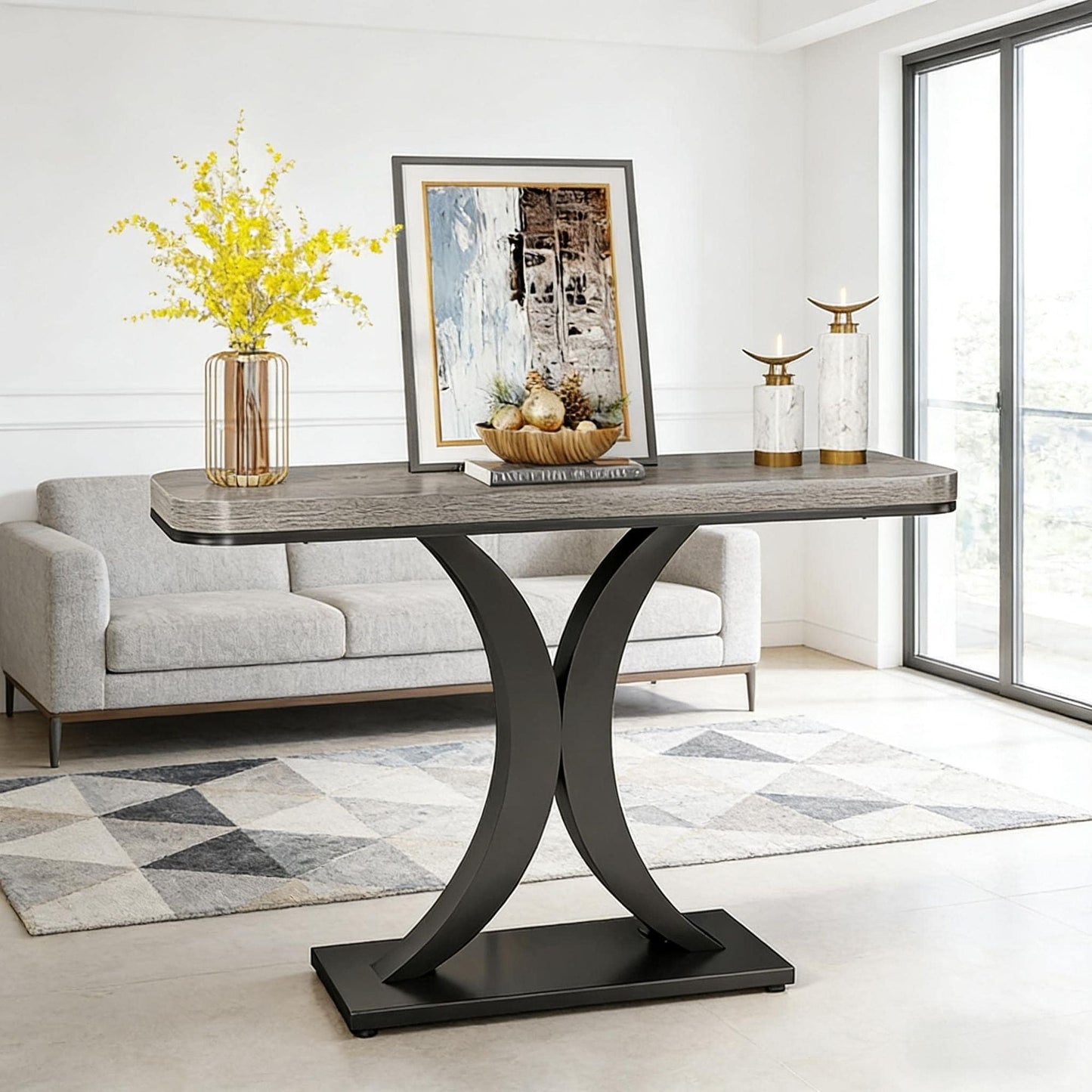 Compact Console Table,Modern Industrial Style Entryway Foyer Table,Sturdy Sofa Table New Era Fashion LLc