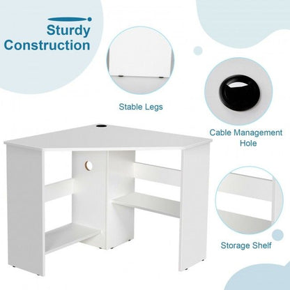 Corner Computer Desk Triangle Writing Workstation with Storage Shelf New Era Fashion LLc