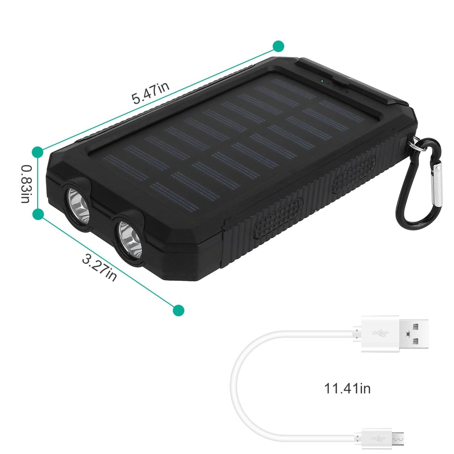 10000mAh Solar Power Bank External Battery Pack Dual USB Ports Outdoor Charger with Battery Indicators SOS LED Lights Compass Camping Hiking New Era Fashion LLc