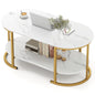 Marble Coffee Table with Open Storage Shelf New Era Fashion LLc