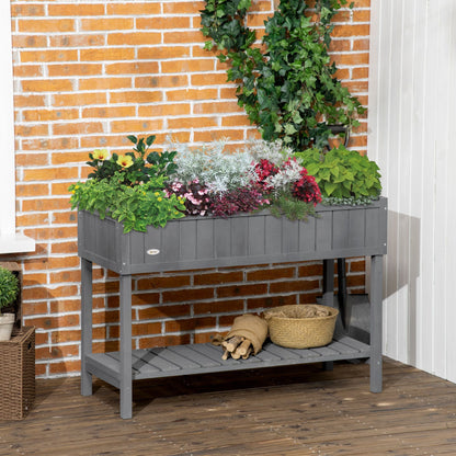 Elevated Planter Box Stand Wooden with 8 Slots and Shelf Dark Grey for Herbs Veggies Flowers New Era Fashion LLc