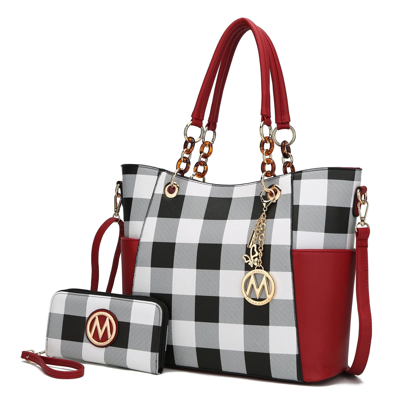 MKF Collection Bonita Checker Tote Handbag & Wallet Set Women by Mia K New Era Fashion LLc