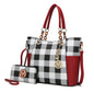 MKF Collection Bonita Checker Tote Handbag & Wallet Set Women by Mia K New Era Fashion LLc