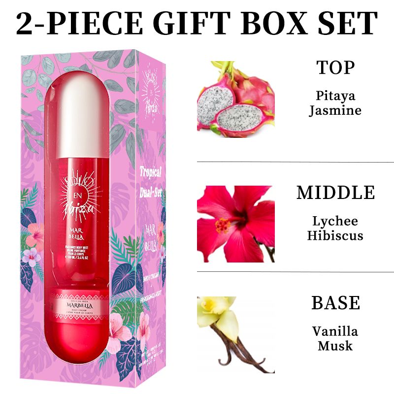 2-Piece Set, SOLO EN IBIZA Body & Hair Fragrance Mist And Body Cream Gift Box For Men And Women, Long Lasting Fragrance, 4 Different Scent, Perfect For Holiday Gifts, Dating, Daily Life, Parties New Era Fashion LLc