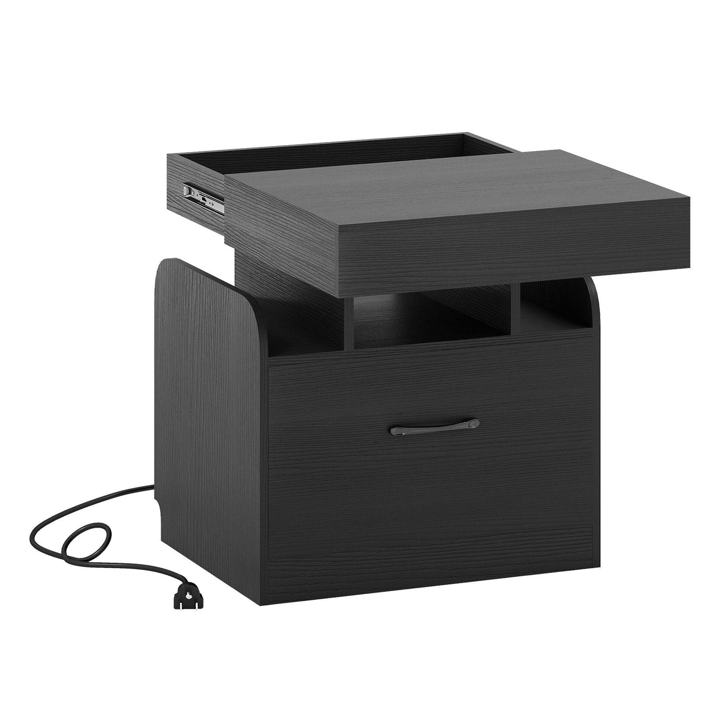 Nightstand with Charging Station Modern Bedside Table for Living Room Bedroom Office New Era Fashion LLc
