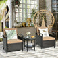 3 Pieces Patio Rattan Furniture Set Cushioned Sofa Storage Table with Shelf Garden New Era Fashion LLc