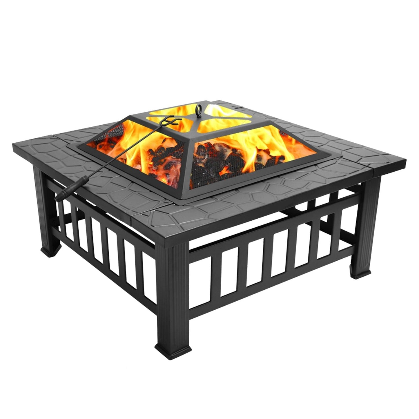 Portable Courtyard Metal Fire Pit with Accessories Black New Era Fashion LLc