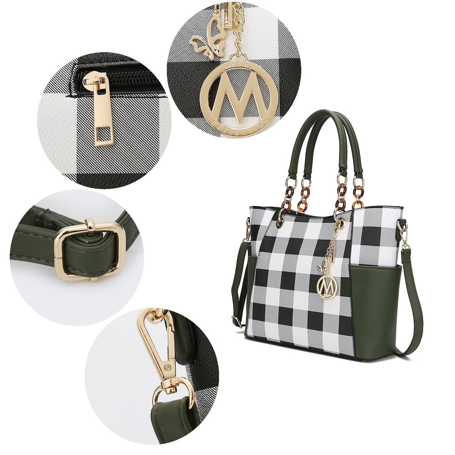 MKF Collection Bonita Checker Tote Handbag & Wallet Set Women by Mia K New Era Fashion LLc