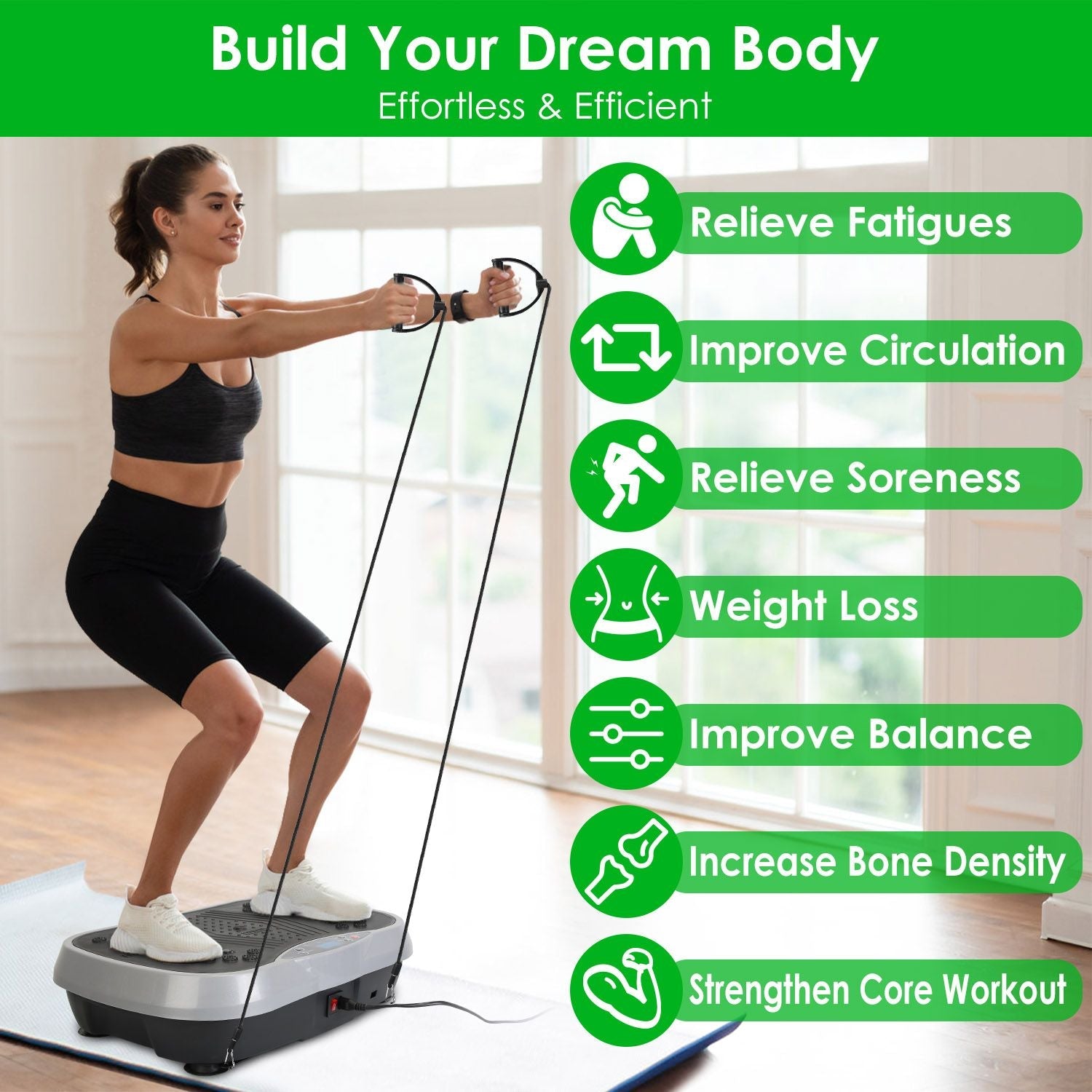 Vibration Exercise Machine With Resistant Bands Remote Control Whole Body Vibration Platform Workout Equipment Home Fitness Training Equipment For Weight Loss Fat Burner New Era Fashion LLc