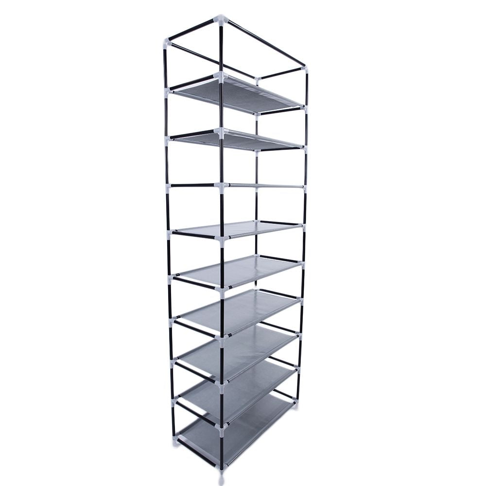 Room-saving 10-Layers 9 Lattices Non-woven Fabric Shoe Rack Black New Era Fashion LLc