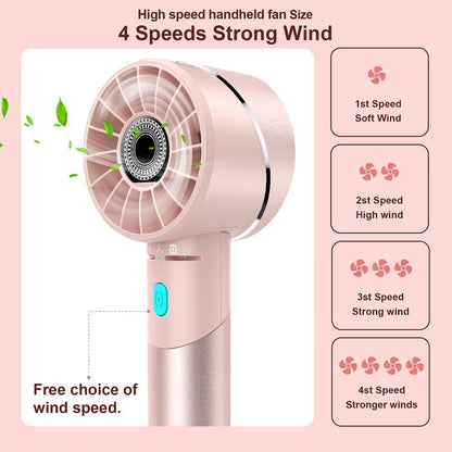 Handheld Fan, Mini Small Portable Turbo Fan, Rechargeable with 4 High Speeds Personal Fans, Max 16H Runtime, For Travel, Office, Outdoor - New Era Fashion LLc