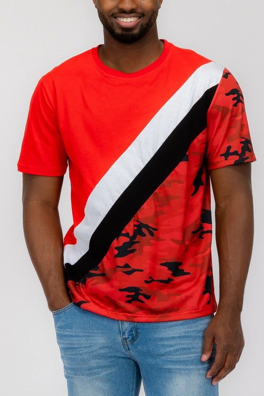 Men's Short Sleeve Camo Color Block Tee for Casual Wear New Era Fashion LLc
