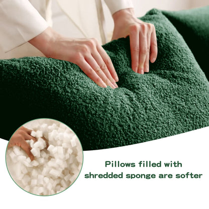 Soft Teddy Fabric Boneless Sofa,No Assembly Required Streamlined Design,Anti-Slip Design 32D High Density Sponge Fits Living Rooms Bedrooms,Green New Era Fashion LLc
