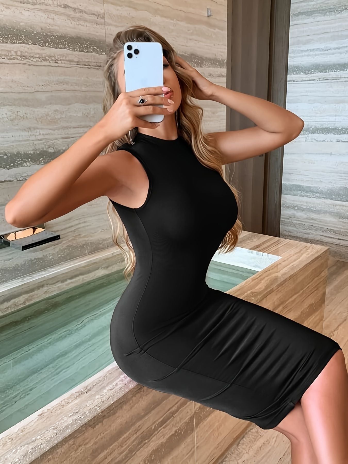 Body-Con Sexy Solid Sleeveless Dress; Slim Casual Every Day Dress; Women's Clothing New Era Fashion LLc