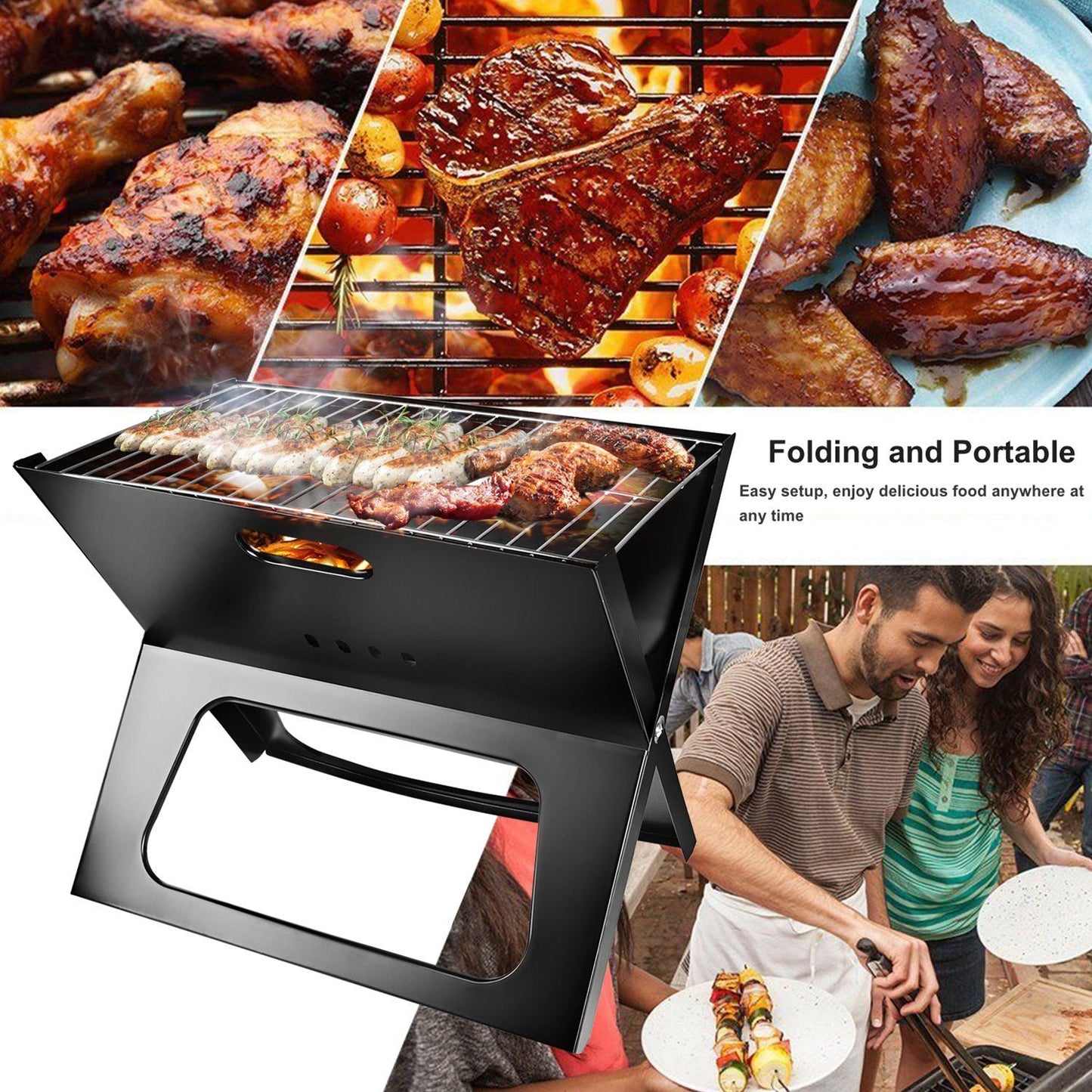 Portable BBQ Barbecue Grill Foldable Charcoal Grill Camping Garden Outdoor Travel New Era Fashion LLc