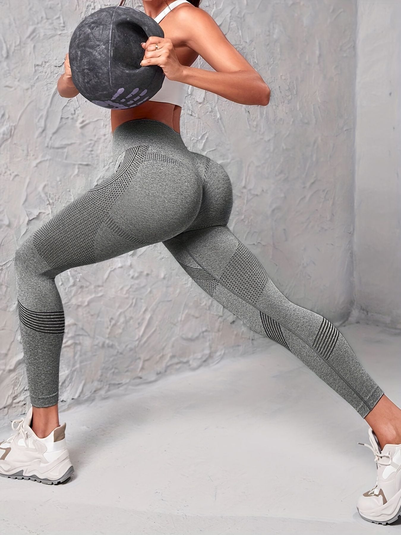 3pcs Seamless Striped Yoga Leggings For Women, High Stretch Slim Fitted Workout Gym Sports Pants, Women's Activewear New Era Fashion LLc