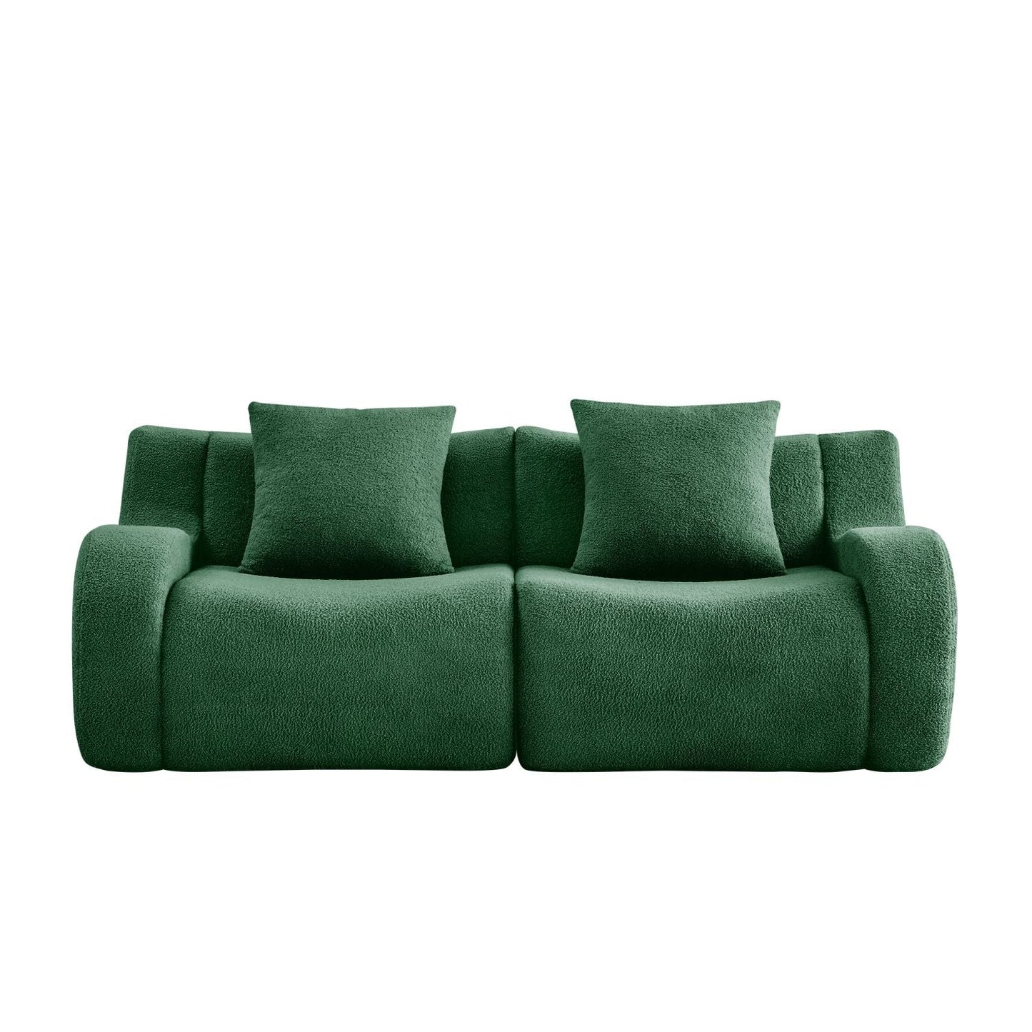 Soft Teddy Fabric Boneless Sofa,No Assembly Required Streamlined Design,Anti-Slip Design 32D High Density Sponge Fits Living Rooms Bedrooms,Green New Era Fashion LLc