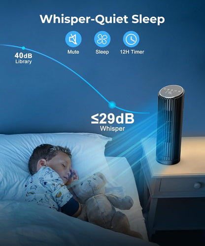 Tower Fan, 23ft/s Desk Fan with Remote, 70° Oscillating, Standing Table Fan with 4 Speeds, 4 Modes, 12Timer, 2026 New 13'' Bladeless Fan for Bedroom Office, Home New Era Fashion LLc