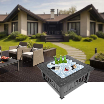 Portable Courtyard Metal Fire Pit with Accessories Black New Era Fashion LLc