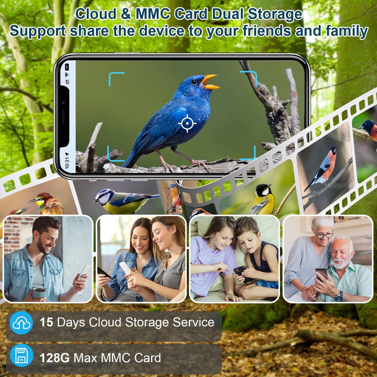Smart Bird Feeder with Solar Powered Camera 1080P HD AI Identify PIR Motion Auto Capture Video Cloud Card Storage WiFi Connection App Control IP65 Waterproof New Era Fashion LLc