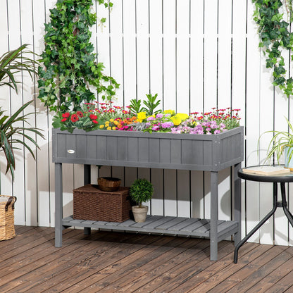 Elevated Planter Box Stand Wooden with 8 Slots and Shelf Dark Grey for Herbs Veggies Flowers New Era Fashion LLc
