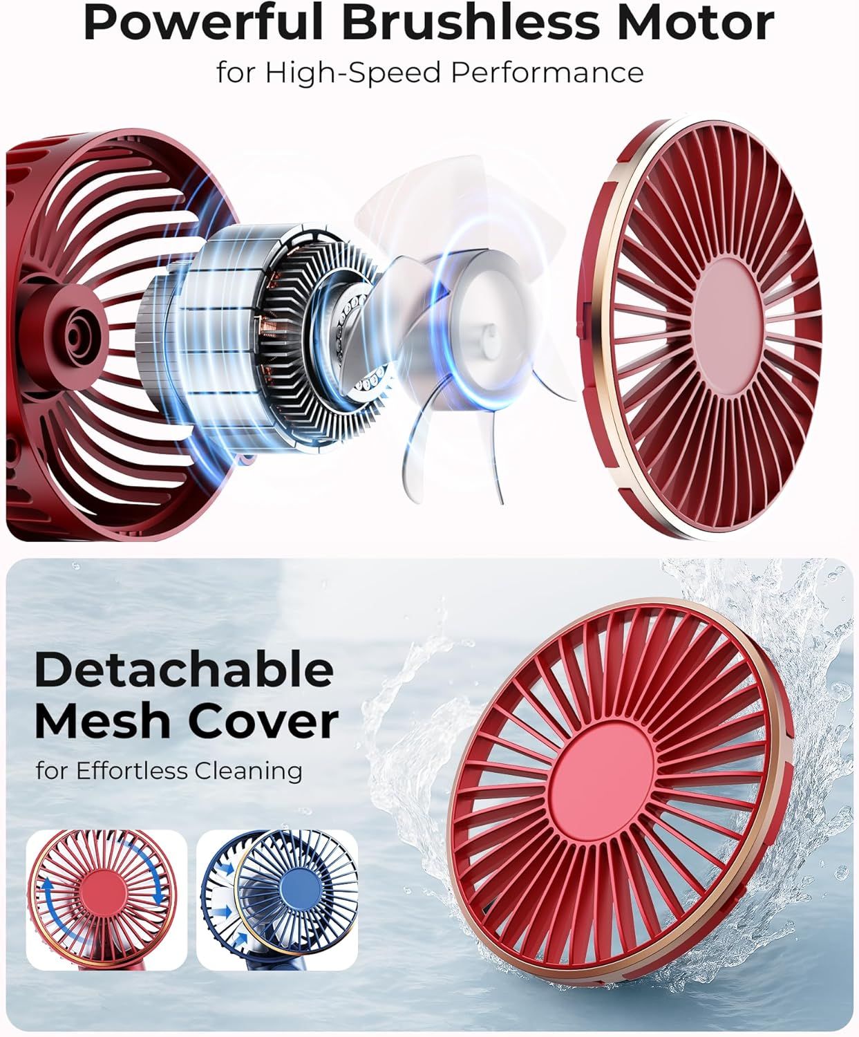 Portable Handheld Fan, Portable Fan Rechargeable, 4000mAh, 180° Adjustable, 6 Speed Wind, Display Electricity in Real Time, USB Rechargeable Foldable F an, Quiet Personal Fan as Power Bank New Era Fashion LLc